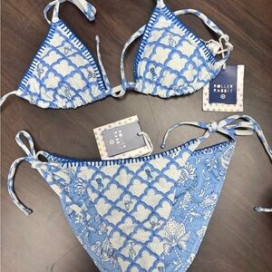Roller Rabbit Blue and White Patterned Bikini